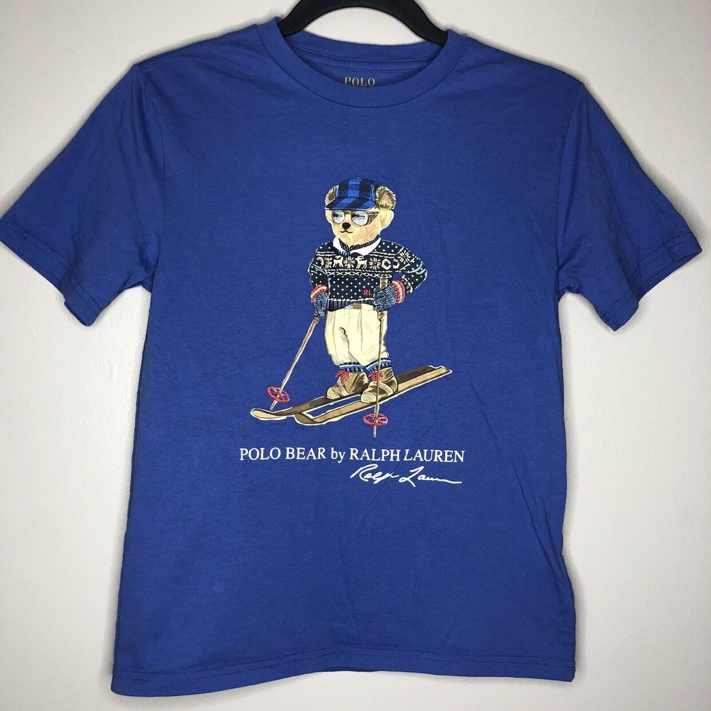 Polo Ralph Lauren Youth Medium 10-12 Blue‎ Polo Bear Graphic Short Sleeve Tshirt